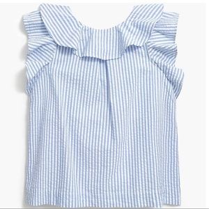 J. Crew Seersucker Ruffle Top